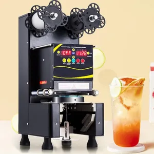 Ucuz ürünler mühür makineleri dijital otomatik kabarcık çay bardağı mühürleyen masa plastik süt çay bardağı yapıştırma makinesi