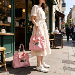 Custom Logo <b>Canvas</b> <b>Tote</b> Large Capacity for Women, Personalized Cotton Shoulder Reusable Everyday Shopping Bag - Product Image 6