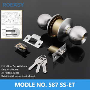 Roeasy Hot Sale Stainless Steel Furniture Lock Entry Privacy Passage Cylindrical Round <strong>Knob</strong> <strong>Door</strong> Lock for Bedroom &amp; Bathroom - Product Image 5