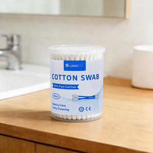 Coton-tige biodégradable à usage quotidien vendu en usine, 100 pièces/boîte, bâtonnet en papier, coton-tige avec boîte ronde - Product Image 6