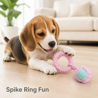 Jouet à mâcher pour chien en coton texturé, corde à tirer, anneau noué, jouet interactif pour animaux de compagnie pour jouer à l'intérieur et à l'extérieur
