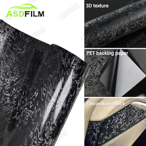 Vinilo para Automóviles <span class=keywords><strong>ASD</strong></span> de Alta Calidad, 1.52*18M, Fibra de Carbono 3D, PET Negro Fantasma, Baja Adherencia, Grano Espiral Cromado, Película de Recubrimiento de Carbono Forjado - Product Image 3