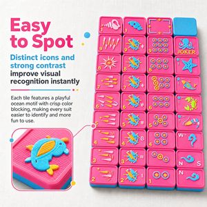 Set di Mahjong Americano con 160 Tessere, Motivo Creature Marine Stampato in 3D, in PLA Solido, Gioco da Tavolo per Famiglie - Product Image 4
