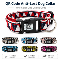 Maßgefertigtes Weiches Langlebiges QR-Code Anti-Verlust Hundehalsband Polyester Ethnisch Geometrisch Gewebtes Ein-Code-Ein-Halsband Private Label