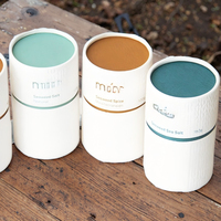 Emballage personnalisé biodégradable, boîte cylindrique en papier blanc, imprimée, pour bougies, thé et épices