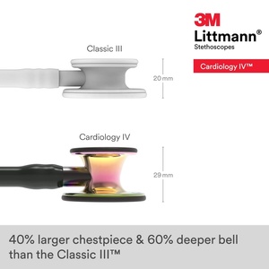 Estetoscopio de diagnóstico <span class=keywords><strong>Littmann</strong></span> <span class=keywords><strong>Cardiology</strong></span> IV, estetoscopio con acabado arcoíris de alto pulido, vástago de humo de Tubo negro, 3M, 6240 - Product Image 4
