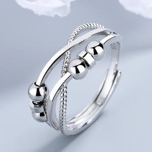 Bague rotative à double couche pour femmes, tendance européenne et américaine, bijoux en laiton tendance, vente en gros - Product Image 1