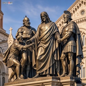 Famoso cristiano católico Metal latón tamaño real Jesús 14 estaciones escultura primera estación: <span class=keywords><strong>muerte</strong></span> Jesús condenó estatua de bronce - Product Image 2