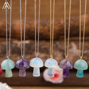 Collar de Piedras Preciosas con Forma de Hongo al <span class=keywords><strong>por</strong></span> Mayor, Cadena Chapada en <span class=keywords><strong>Oro</strong></span>, Colgante de Cristal, Gargantilla para Mujer, Joyerí<span class=keywords><strong>a</strong></span> Bohemia para Fiesta, Regalo - Product Image 6