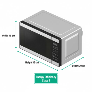 فرن ميكروويف كهربائي من الفولاذ المقاوم للصدأ سعة 20 لتر، 700 واط، مؤقت ميكانيكي، للاستخدام المنزلي والمركبات الترفيهية، يعمل بجهد عالمي 110-240 فولت، كفاءة طاقة من الفئة الأولى - Product Image 4
