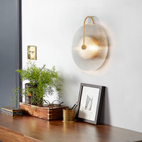 Nouvelle applique murale LED créative pour chambre à coucher, salon, escalier, couloir, en verre noir et or, en forme de cercle
