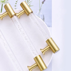 Lucite gagang laci lemari, kenop tarik emas bening untuk pintu kabinet dapur, kenop tarik pegangan akrilik lemari - Product Image 3