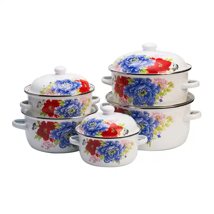 hot sale enamel cookware set flower