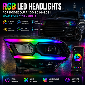 <span class=keywords><strong>Faro</strong></span> Anteriore Modificato JC Upgrade per Dodge Durango 2014-2021, Gruppo Ottico <span class=keywords><strong>RGB</strong></span> con Indicatore di Direzione, Plug and Play - Product Image 1