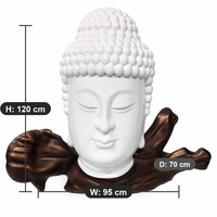 Sculpture de tête de Bouddha en bois de santal zen artisanale en résine de fibre de verre, style européen, taille et couleur personnalisables pour jardin extérieur