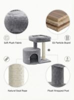 Arbre à chat multi-niveaux moderne de luxe en velours avec poteaux à gratter en sisal naturel, structure d'escalade en peluche écologique pour appartement