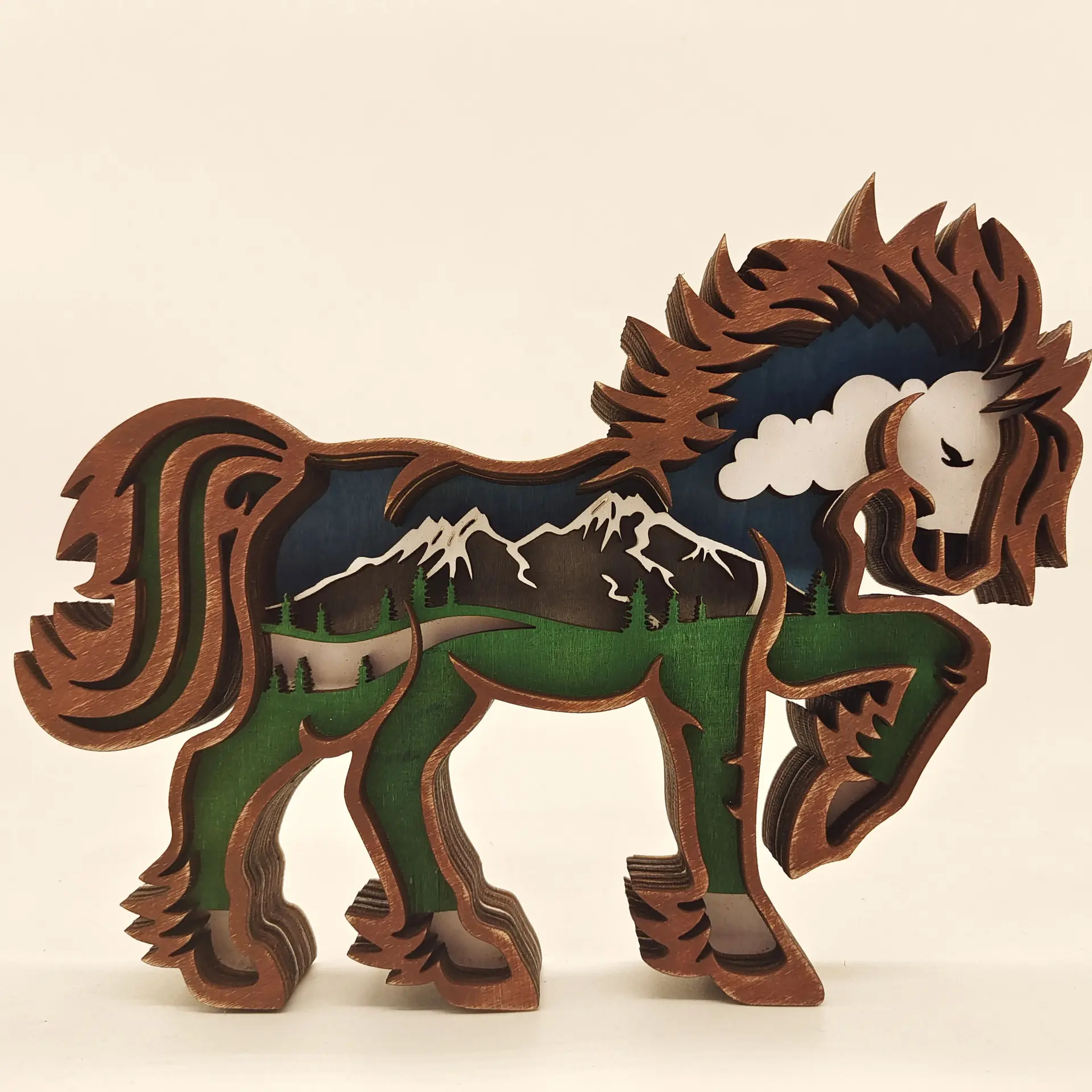 Décorations de loups animaux en bois personnalisées Ornements de figurines silhouettes créatives pour cabine