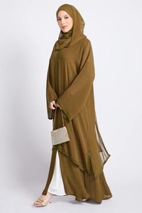 Abaya personnalisée avec broderie et perles pour femmes musulmanes, robe longue ample à manches longues, robe maxi musulmane pour femmes - Product Image 5