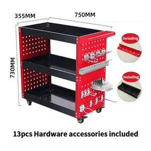 3 raflar ağır iş takımı sepeti programı vagonları endüstriyel çelik alet arabası depolama hizmeti market arabası garaj depo için - Product Image 4