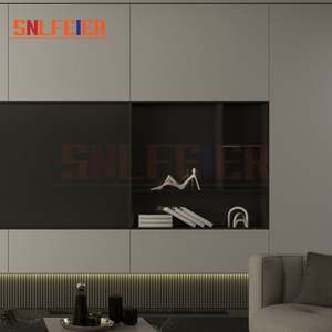 Modern Black Wooden TV <b>Cabinet</b> Durable Seamless <b>Wall</b> Mounted Design Invisible Storage <b>for</b> <b>Living</b> <b>Room</b> - Product Image 2