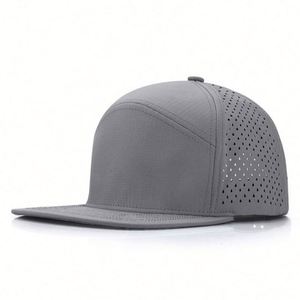 Wholesale Oem Custom High Quality 7 Panel <b>Flat</b> Bill PVC Patch Logo Sport Snapback Cap Waterproof Laser Cut Hole Perforated <b>Hat</b> - Product Image 3