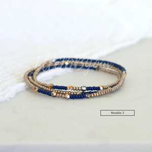 Bracelet vintage fin avec perles <span class=keywords><strong>Miyuki</strong></span> bleues, <span class=keywords><strong>pierre</strong></span> naturelle, trois tours sur élastique, trois modèles au choix, bracelets cadeaux - Product Image 4