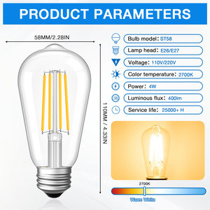 <span class=keywords><strong>Ampoule</strong></span> <span class=keywords><strong>LED</strong></span> en verre transparent de style décoratif 110V 220V E14/E26/E27 Lumière chaude <span class=keywords><strong>LED</strong></span> <span class=keywords><strong>Filament</strong></span> Vintage Lumière de bougie Haute luminosité - Product Image 5