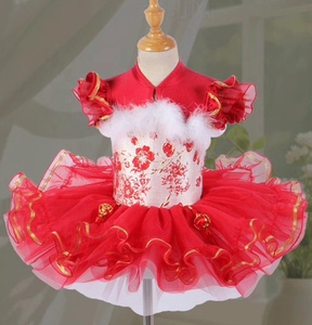 Robe de danse de scène pour filles <span class=keywords><strong>pas</strong></span> chère, costumes de danse de style <span class=keywords><strong>chinois</strong></span>, tutu de danse rouge pour ballerine - Product Image 1