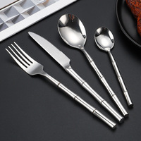 Ensemble de couverts jetables classiques en métal AES YH-BKXMY, 4 pièces, acier inoxydable 304, finition miroir, pour hôtel, restaurant, fourchette à steak, cuillère