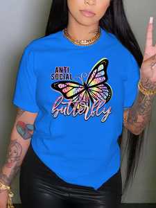 T-shirt Casual moda <span class=keywords><strong>donna</strong></span> manica corta con collo lavorato a <span class=keywords><strong>maglia</strong></span> per la primavera estate autunno t-shirt <span class=keywords><strong>oversize</strong></span> da <span class=keywords><strong>donna</strong></span> - Product Image 2