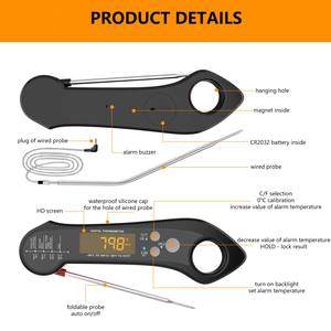 Thermomètre <span class=keywords><strong>de</strong></span> four professionnel J&R, étanche, lecture instantanée, cuisine, aliments, numérique, grill, cuisine, viande, thermomètre pour fumer - Product Image 6
