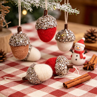 Prix d'usine en gros : Petit gland artificiel fait main avec capuchon pailleté pour décoration de sapin de Noël, ornements suspendus