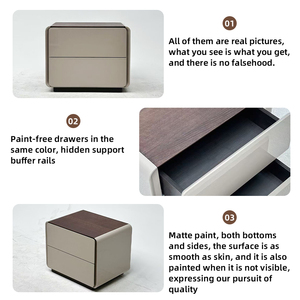 Tủ đầu giường sang trọng Tủ đầu giường bằng gỗ có hai ngăn kéo có thể chuyển đổi trong phòng ngủ Bàn đầu giường phòng ngủ đơn giản cho nội thất gia đình - Product Image 3