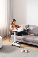 Mesita de noche de elevación móvil, mesa de estudio de trabajo, Manual manivela, altura ajustable sobre la cama, sofá, mesa auxiliar, bandeja para ordenador portátil, escritorio