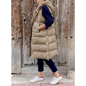 Manteau d'hiver Femmes Long Hooded Sleeveless Jacket Loose Fashion Warm Padded Vest - Product Image 5