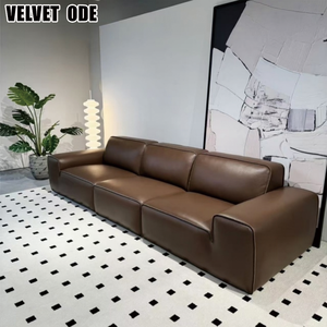 लक्जरी स्टाइलिश असली काउहिड सोफा-स्कीइंग सीम के साथ अतिरिक्त बड़ा, गहरे लिविंग रूम डिजाइनर सोफे सेट - Product Image 6