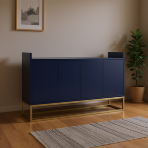 Elegante y moderno aparador azul marino con gran espacio de almacenamiento para comedor o entrada - Product Image 2