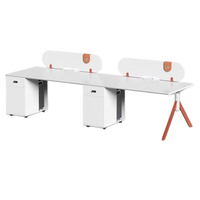 Table de travail de bureau moderne blanche pour une personne avec panneau de séparation et armoire de rangement