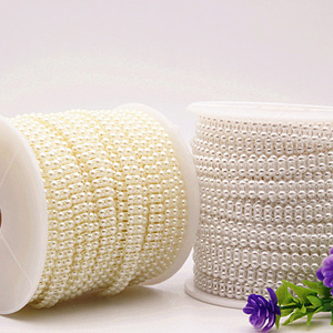 Chaîne de perles demi-cercle double rangée pour décoration de fête DIY, chaîne de perles en ABS colorées pour la décoration de gâteaux - Product Image 1