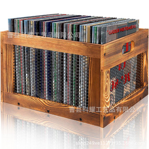 Cesta de almacenamiento de madera color quemado, rectangular, hecha a mano, para libros y discos - Product Image 5