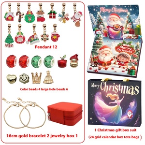 Boîte-cadeau Pokele de Noël faite <span class=keywords><strong>à</strong></span> la main Bracelet perlé mignon bricolage 3-12 boîte aveugle de petite fille fournitures de vacances - Product Image 5