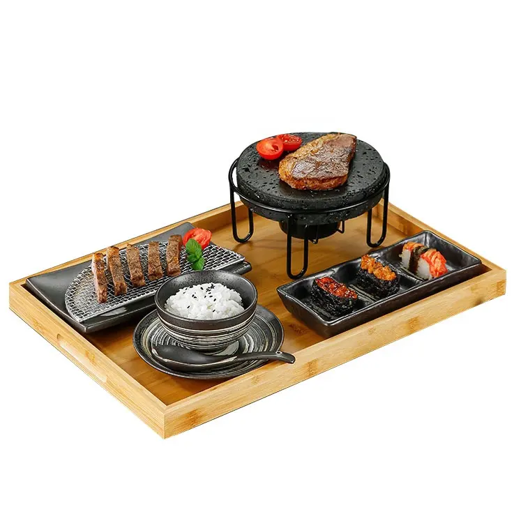 Ensemble de pierres chaudes Sizzling Hot Rock Pierre de cuisson Ensemble de grillades d'intérieur pour barbecue Steak Griller