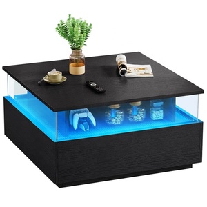 <b>Square</b> Office Modern Led Wabi Sabi Smart <b>Coffee</b> <b>Table</b> Dinning <b>Black</b> Smart <b>Coffee</b> <b>Table</b> - Product Image 1