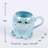 Tasse à boire en céramique pour enfants, mignon, bleu, dessin animé, poulpe sous la mer, Adorable, drôle