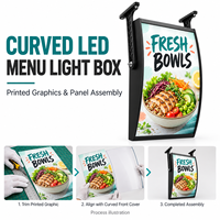 Panneau lumineux LED incurvé simple face pour menu de burgers, panneaux publicitaires, affichage de prix pour la restauration rapide
