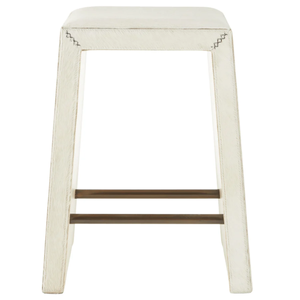 Tabouret de comptoir Cowan en laiton et cuir blanc crème, laiton antique, durable, pour bar à domicile et salle à manger - Product Image 6