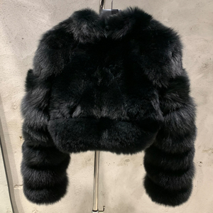 Premium Fox Fur Bomber Coats Chaqueta de piel de zorro suave natural Recortada Mujeres Fox Fur Coat - Product Image 3