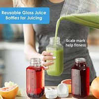 Bouteilles de lait réutilisables en verre carrées de 8oz 12oz 16oz 32oz 2L avec bec verseur et bouteilles de boisson en verre à vis hermétiques