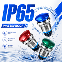Interruptor de Botón Pulsador con Cabeza de Hongo Metálica IP65, de Acero Inoxidable, Montaje en Panel, Control Momentáneo para Equipos Industriales
