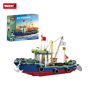 Woma Toys C0356a 582Pcs Vissersboot Model Build Blok Speelgoedset